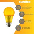 3Pk - Sunlite 3w LED A19 Yellow Colored Non-Dimmable Bulb - 25w Equiv For Discount