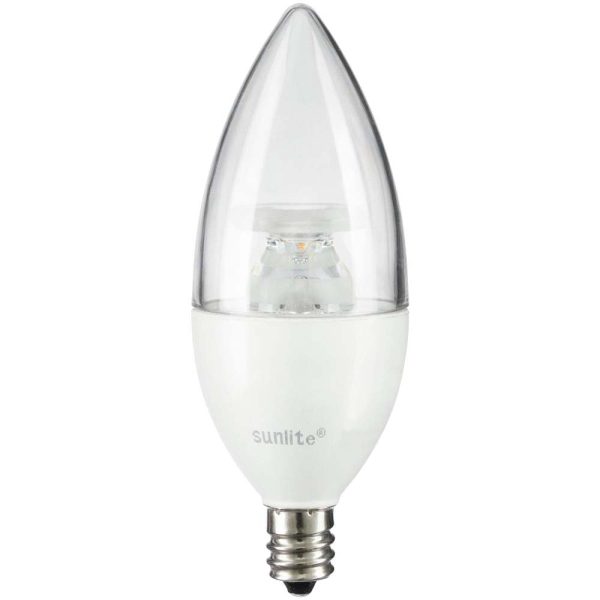 Sunlite 4.5w LED B11 Clear Torpedo Tip Chandelier E12 4000K Bulb - 40W Equiv Online Sale