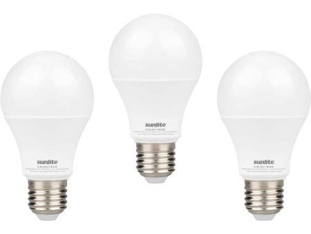 3Pk - Sunlite 11w A19 LED 4000K 1100Lm Non-Dimmable Bulb - 75W Equiv For Sale