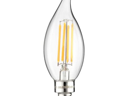 Sunlite 4w LED Filament Flame Tip Chandelier E12 2700K Bulb - 40W Equiv Online Sale