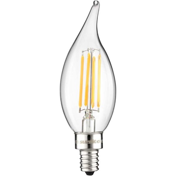 Sunlite 4w LED Filament Flame Tip Chandelier E12 2700K Bulb - 40W Equiv Online Sale