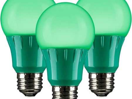 3Pk - Sunlite 3w LED A19 Green Colored Non-Dimmable Bulb - 25w Equiv Online Sale