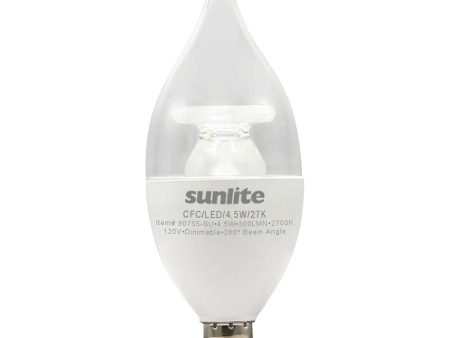 Sunlite 4.5w LED CA11 Clear Chandelier CFC E12 Base 2700K Bulb - 40W Equiv Fashion