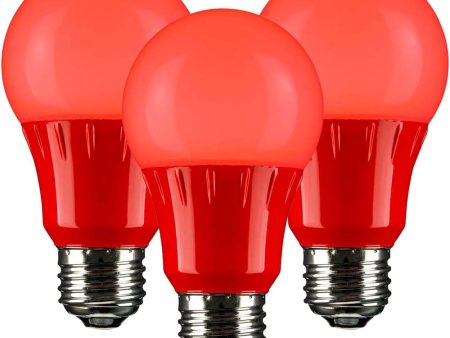 3Pk - Sunlite 3w LED A19 Red Colored Light Non-Dimmable Bulb - 25w Equiv For Cheap