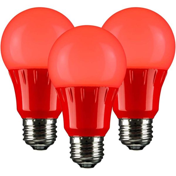 3Pk - Sunlite 3w LED A19 Red Colored Light Non-Dimmable Bulb - 25w Equiv For Cheap