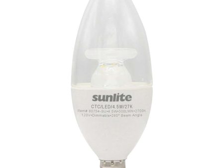 Sunlite 4.5w LED B11 Clear Chandelier CTC E12 Base 2700K Bulb - 40W Equiv Online Sale