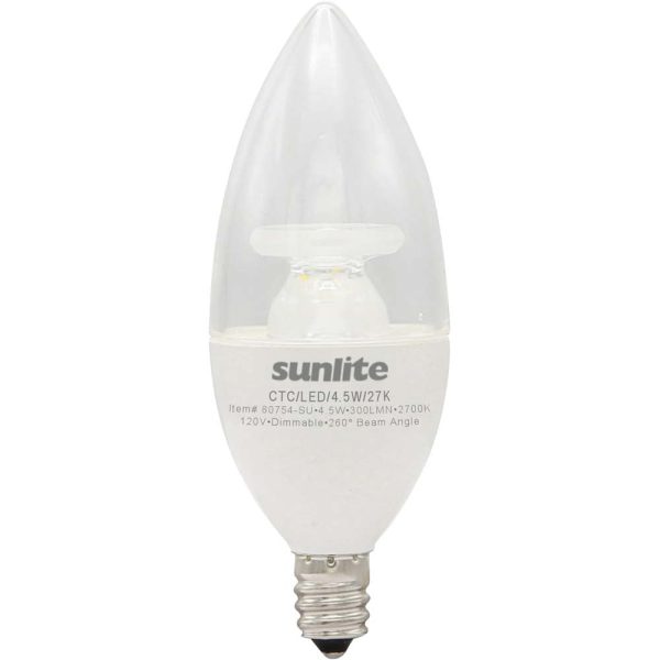 Sunlite 4.5w LED B11 Clear Chandelier CTC E12 Base 2700K Bulb - 40W Equiv Online Sale