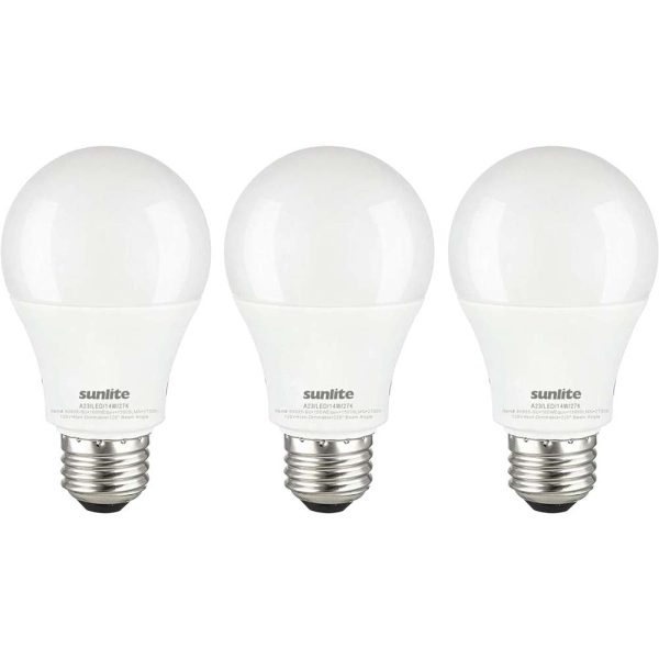 3Pk - Sunlite 14w A19 LED 2700K 1500Lm Non-Dimmable Bulb - 100W Equiv For Discount