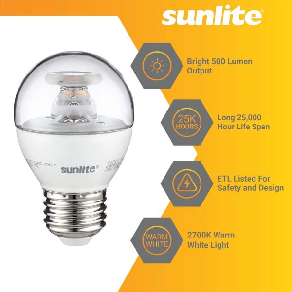 3Pk - Sunlite LED Globe G16 7W Clear E26 Medium Base 2700K Bulb - Warm White Discount