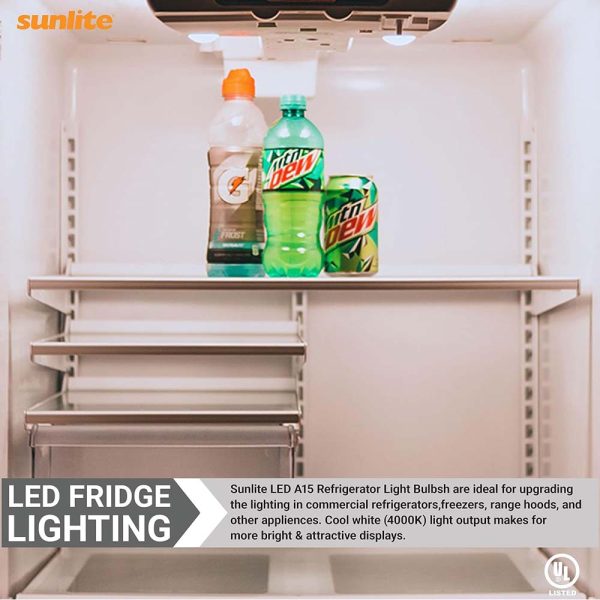 Sunlite 5.5w 120v LED A15 Refrigerator E26 Base 4000K Frosted Bulb - 40W Equiv Discount