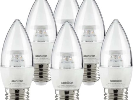 6Pk - Sunlite 7w LED B13 Decorative Chandelier E26 3000K Bulb - 60W Equiv Hot on Sale