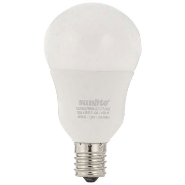 Sunlite 6w 120v LED A15 Ceiling Fan E17 Base 4000K Bulb - 40W Equiv For Sale