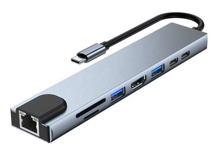 Multifunction 8 in 1 USB C Hub -1xRJ45 1xHDM1 1xSD Slot 1xTF Slot 1xUSB3.0 1xUSB2.0 1xPD Port 1xUSB C AD-037 Online now