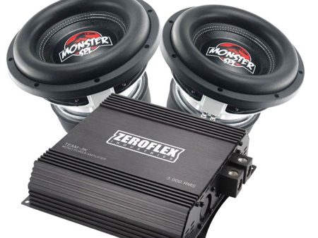 Zeroflex TREX124 12-Inch 1650RMS 4 Ohm Car Subwoofer (2 Subs) + Team -3K 1 X 3000RMS Mono Amplifier With Bass Controller (Bundle Deal) For Sale