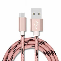 Type C USB Charging Cable Cord Braided (1M Rose Gold Type-C) For Cheap