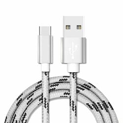 Type C USB Charging Cable Cord Braided (1M White Type-C) Online now