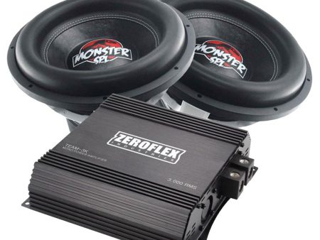 Zeroflex TREX151 15-Inch MONSTER 1650RMS SPL DVC 1 Ohm Car Subwoofer (2 Subs) + Zeroflex Team -3K 1 X 300RMS Mono Amplifier With Bass Controller (Bundle Deal) Hot on Sale