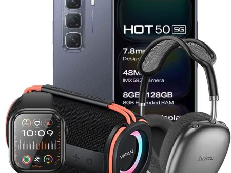 Infinix Hot 50 8GB 256GB 5G (Brand New) + Hoco Smart Watch (Y23) + Hoco Headset (W55 PLUS) + VFan Speaker (BS07) (Bundle Deal) Online