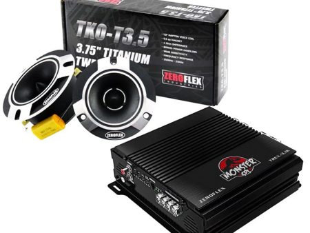 Zeroflex TREX-3.1K 1 x 3300rms @ 1ohm mono amplifier & Get Free Zeroflex TKO-T3.5 3.5  Titanium Super Car Tweeters (Pair) For Sale