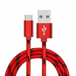 Type C USB Charging Cable Cord Braided (1M Red Type-C) Fashion