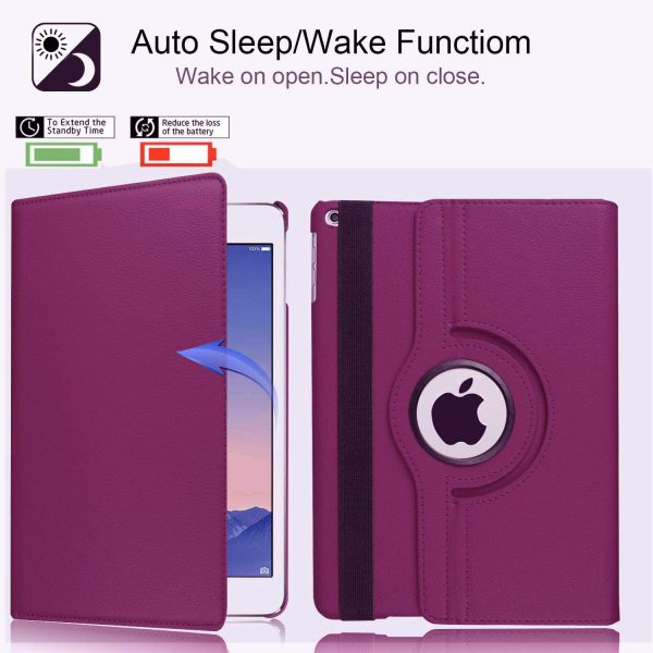 Apple iPad 7th Gen Smart Leather Case, 7th Generation 10.2 Rotating 360 Degree Stand Cover (Purple) Online Sale