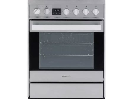 Eurotech 60cm Dual Fuel Freestanding Cooker - Stainless Steel, 76L Oven, 4-Burner Gas 8 Cooking Functions and Storage Drawer ED-EUROGE60SS on Sale