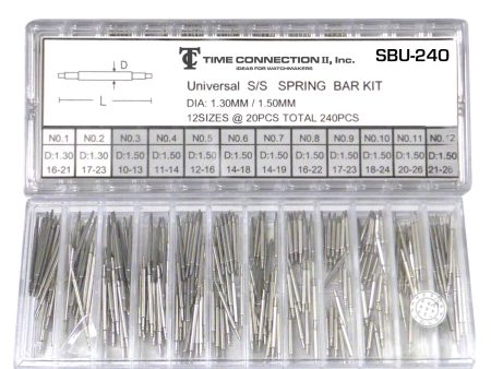 240 Stainless Steel Universal Spring Bar Assortment (1.3 & 1.5mm) Fashion