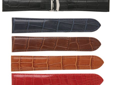 Banda No. 108 Dual Grain Crocodile Fine Deployment Buckle Leather Straps (16mm~20mm) For Cheap